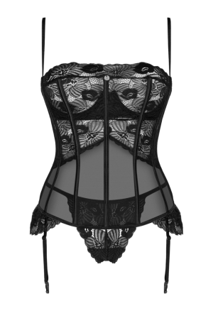 Półprzezroczysty gorset wykończony koronką