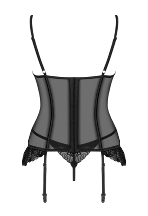 Półprzezroczysty gorset wykończony koronką