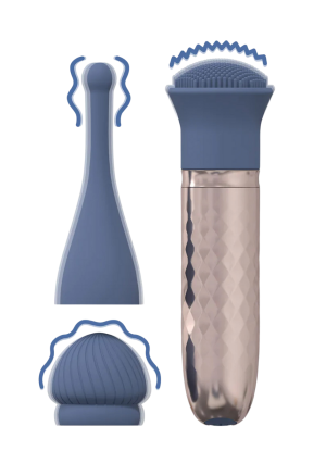 Elegancki stymulator z wymiennymi nakładkami