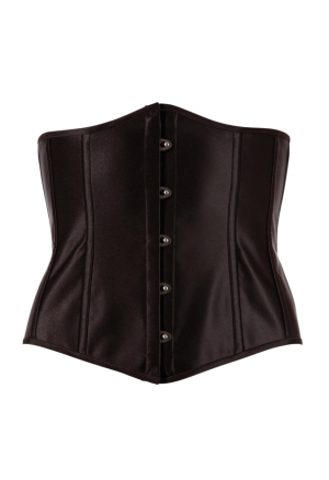 Prosty, czarny gorset podkreślający talię