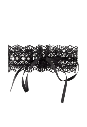 Koronkowa, czarna obroża -...