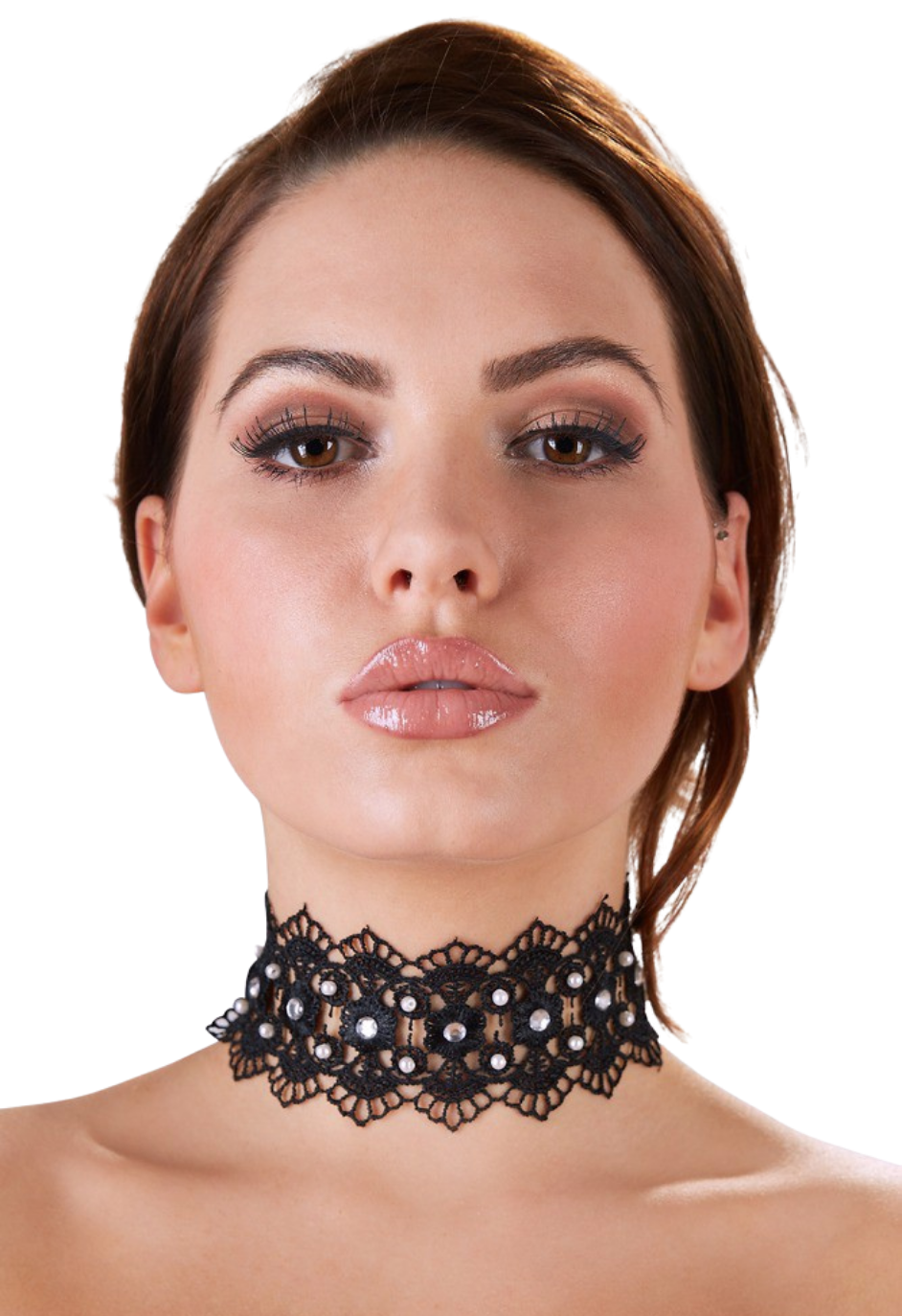 Koronkowa, czarna obroża - choker