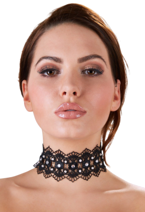 Koronkowa, czarna obroża - choker