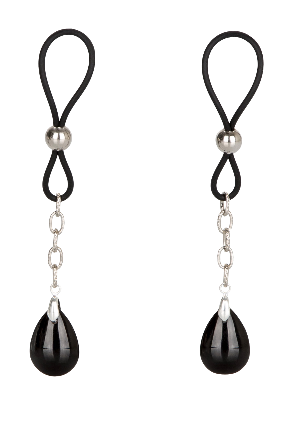 Delikatne, regulowane zaciski na sutki z czarnym kamykiem