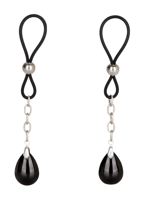 Delikatne, regulowane zaciski na sutki z czarnym kamykiem