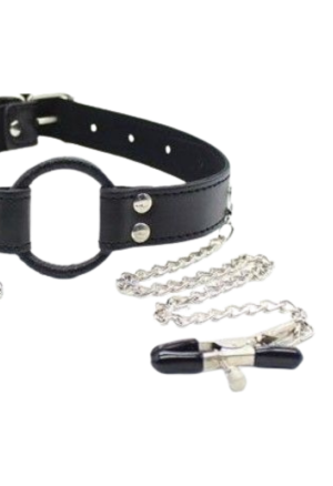 Czarny knebel z zaciskami...