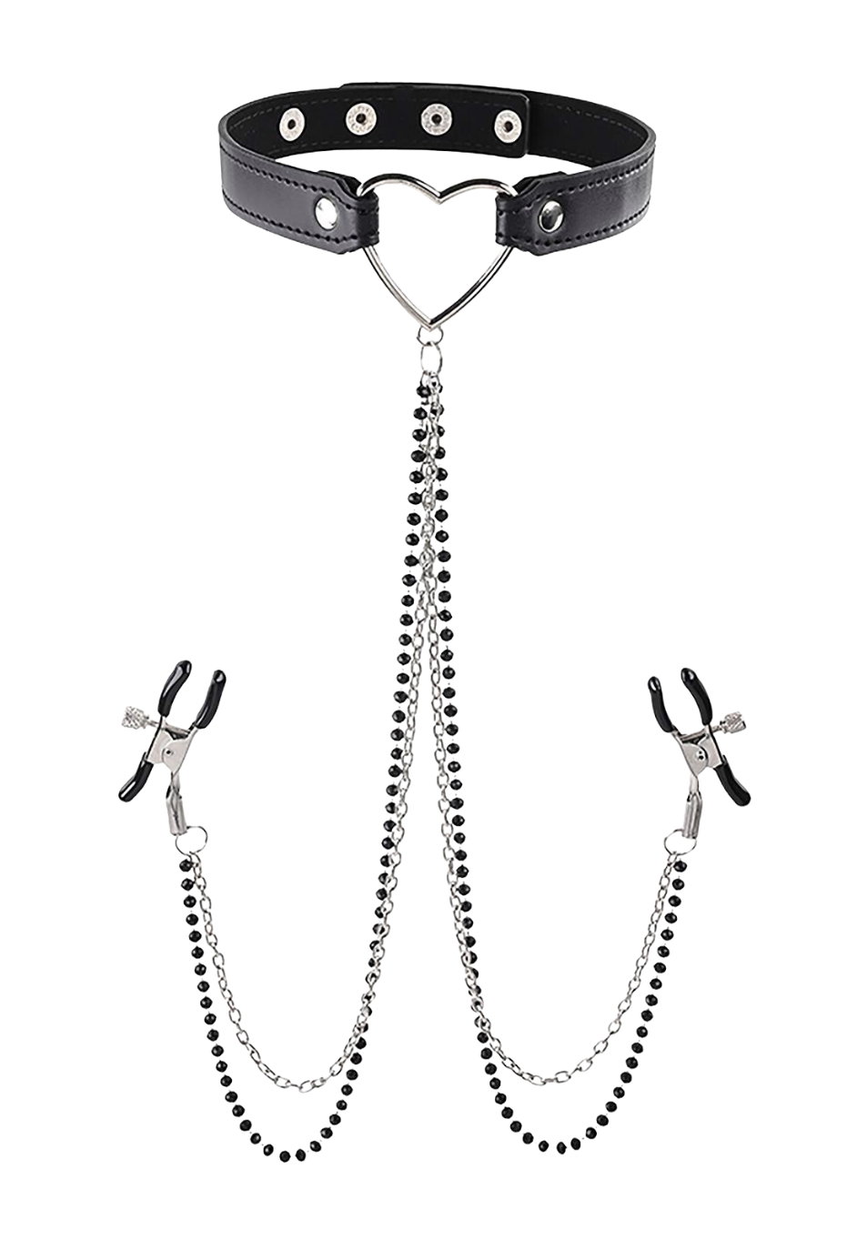 Zaciski na sutki z chokerem, połączone łańcuszkami
