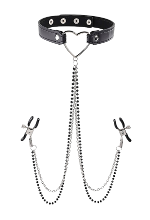 Zaciski na sutki z chokerem, połączone łańcuszkami