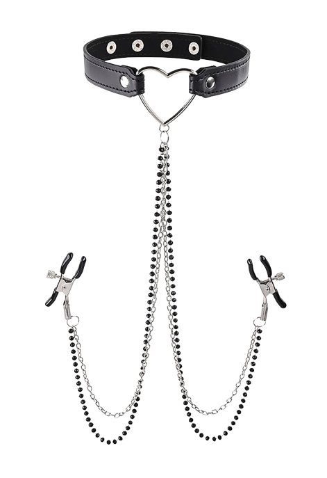 Zaciski na sutki z chokerem, połączone łańcuszkami