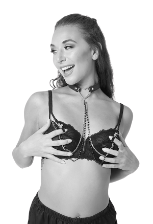 Zaciski na sutki z chokerem, połączone łańcuszkami