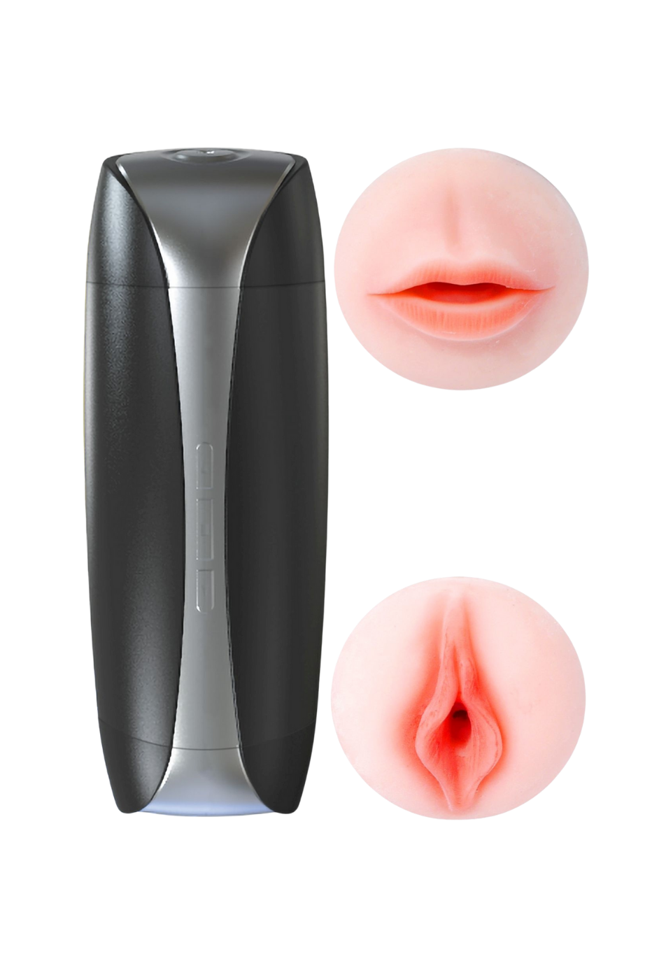 Dwustronny masturbator z wibracjami – usta i pochwa