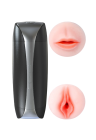 Dwustronny masturbator z wibracjami – usta i pochwa