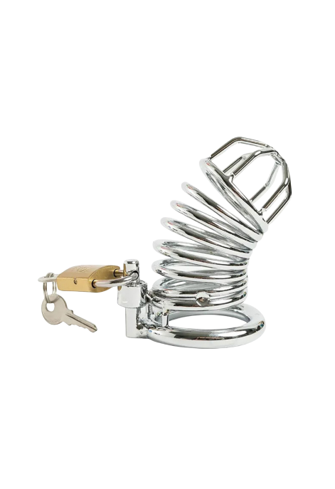 Stalowa klatka na penisa z 3 pierścieniami