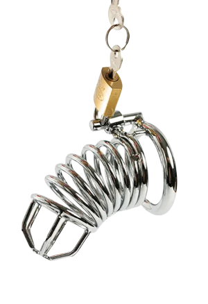 Stalowa klatka na penisa z 3 pierścieniami