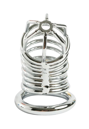 Stalowa klatka na penisa z 3 pierścieniami