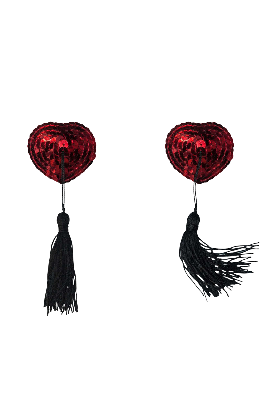 Nakładki na sutki - serduszka z frędzelkami, czerwone