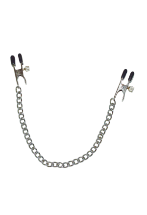 Regulowane zaciski na sutki ze srebrnym łańcuszkiem