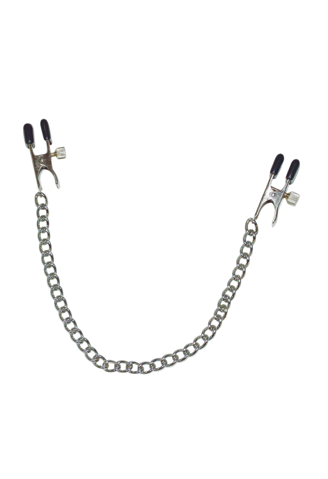 Regulowane zaciski na sutki ze srebrnym łańcuszkiem