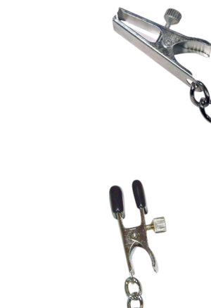 Regulowane zaciski na sutki ze srebrnym łańcuszkiem