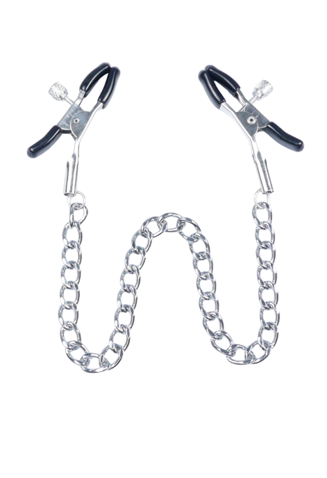 Delikatne zaciski na sutki ze srebrnym łańcuszkiem