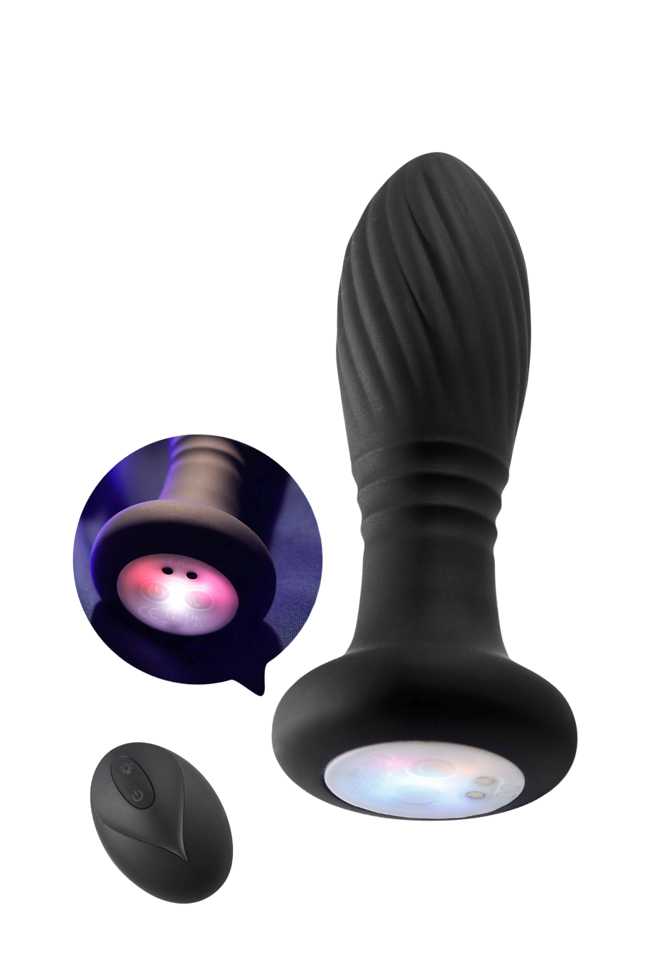 Wibrujący stymulator analny z funkcją posuwu i podświetleniem LED