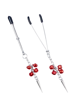 Ozdobne klamerki na sutki z rubinowymi dzwoneczkami