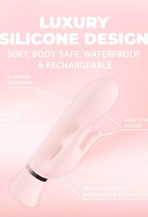 Wibrator typu króliczek z podwójnym silnikiem oraz funkcją rotacji