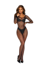 Czarny bodystocking z siateczki z otwartym krokiem