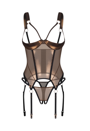 Zmysłowy gorset i otwarte stringi w złotym wydaniu