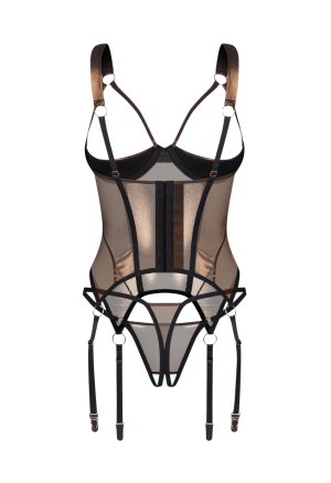 Zmysłowy gorset i otwarte stringi w złotym wydaniu