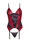 Uwodzący, czerwony gorset z elementami koronki