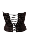 Czarny gorset z połyskującego materiału zdobiony koronką