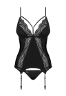 Wyjątkowy, czarny gorset z paskami do pończoch