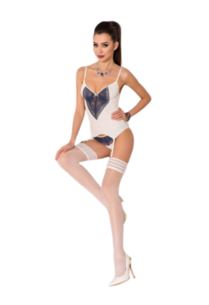 Delikatny, jasny gorset z chabrową koronką