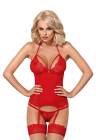 Czerwony gorset ze stringami - zestaw