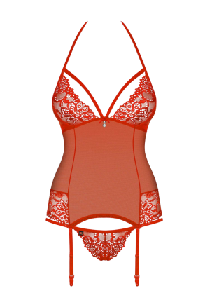 Czerwony gorset ze stringami - zestaw