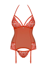 Czerwony gorset ze stringami - zestaw
