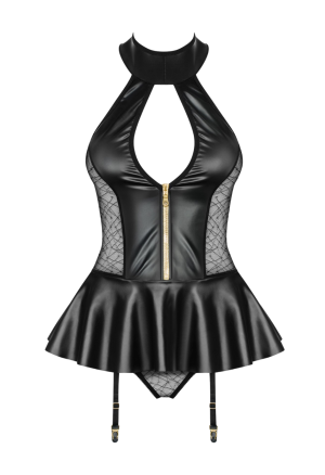 Olśniewający, czarny gorset -  wetlook