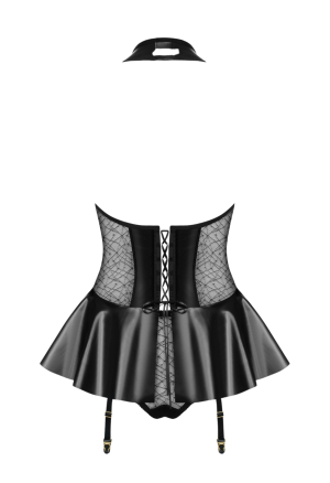 Olśniewający, czarny gorset -  wetlook