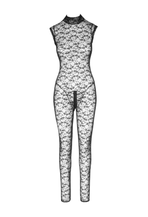 Prowokacyjny kombinezon z suwakiem idącym od kroku do karku