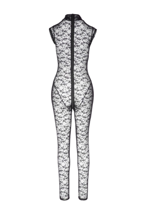 Prowokacyjny kombinezon z suwakiem idącym od kroku do karku