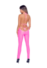 Intrygujący, neonowy kombinezon ze stringami w kolorze różowym