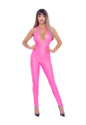Intrygujący, neonowy kombinezon ze stringami w kolorze różowym