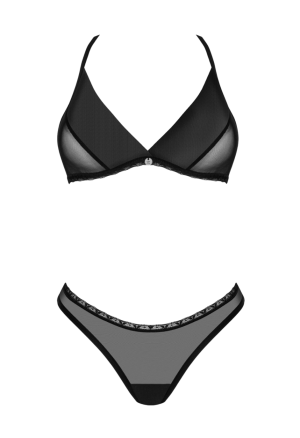 Oryginalny komplet z pięknie haftowanym kwiatem  na plecach oraz stringach