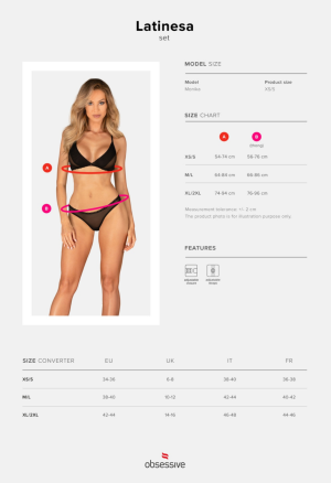 Oryginalny komplet z pięknie haftowanym kwiatem  na plecach oraz stringach