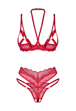 Uwodzicielski zestaw czerwonej bielizny