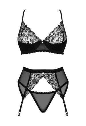 Czarny komplet bielizny z pasem do pończoch