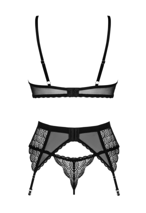 Czarny komplet bielizny z pasem do pończoch