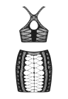 Obcisły komplet top oraz spódniczka z siateczki