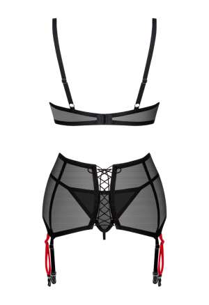 Pikantny zestaw z siateczki i z pasem do pończoch